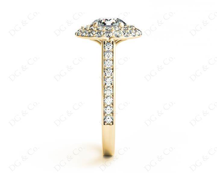Round Cut Double Halo Diamond Engagement ring with claw set centre stone - 18K Yellow - DG & Co. Jewellery