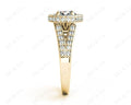 Round Cut Halo Diamond Engagement Ring Split Band with Four Claws Set Centre Stone in 18K Yellow - DG & Co. Jewellery