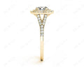 Round Cut Split Shank Diamond Engagement Ring with Double Halo and Pave Set Side Stones in 18K Yellow - DG & Co. Jewellery