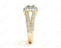 Round Cut Split Shank Milgrain Halo Engagement Ring with Micro Pave Set Diamonds on the Halo and sidestones in 18K Yellow - DG & Co. Jewellery
