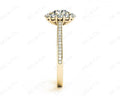 Round Cut Flower Halo Diamond Ring with a Claw Set Halo and Pave Set Side Stones - 18K Yellow - DG & Co. Jewellery
