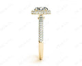 Round Cut Diamond Ring with Micro Pave Set Diamonds on Halo and Down the Shoulders - 18K Yellow - DG & Co. Jewellery