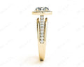 Triple Band Round Cut Diamond Halo Engagement Ring with Pave Set Side Stones and Halo in 18K Yellow - DG & Co. Jewellery