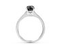 Black Diamond Solitaire Ring with Milgrain Tapered Band In 18 Karat White Gold