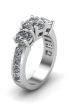 1.00CT Trilogy Diamond Ring 4 Claw Setting In 18K White Gold 