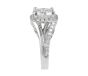 Art Deco Split Band Round Cut Halo Diamond Engagement Ring In 18 Karat White Gold