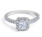 Cushion Cut Halo Diamond Engagement Ring Pave Setting In 18 Karat White Gold 