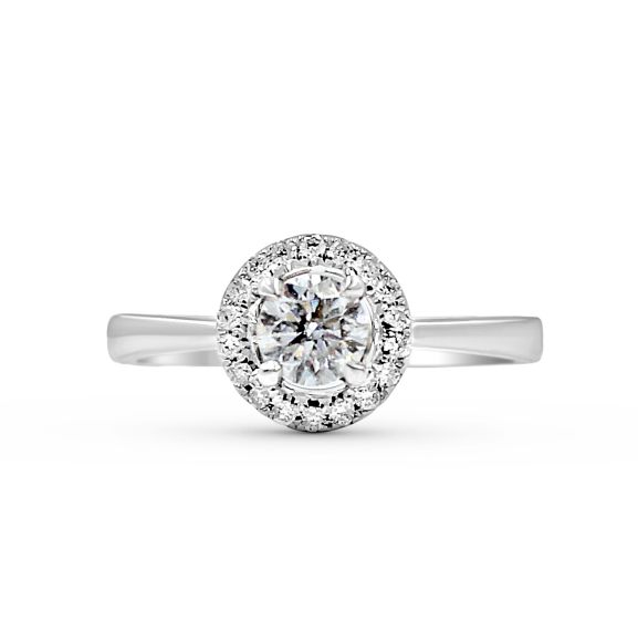 18K white gold  diamond halo engagement ring 