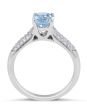 Aquamarine Diamond Engagement Ring in Micro-Pave Setting 