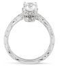 Vintage Style Hand Engraved Diamond Engagement Ring Six Claw Setting In 18k White Gold 