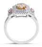 Pink and Yellow Diamond Double Halo Ring in 18 Karat White Gold