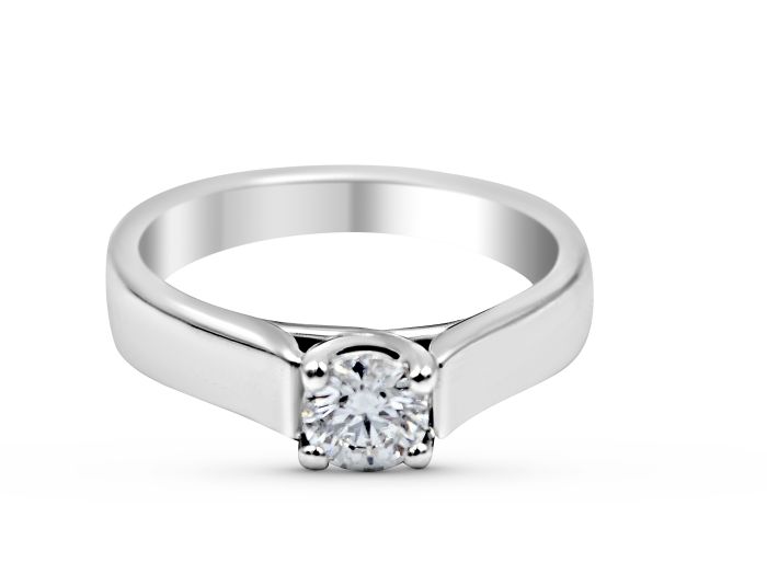 Solitaire Round Cut Brilliant Cut Diamond Engagement Ring GIA Certified In 18K White Gold (4.00MM)