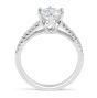 Double Band 6 Claw Diamond Engagement Ring In 18K White gold Pave Setting Side Stones