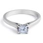 Solitaire Diamond Engagement Ring in 18 Karat White Gold Princes Cut 