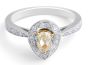 Fancy Yellow Pear Diamond Halo Ring in 18 Karat White Gold