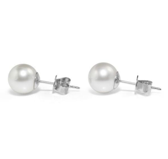 (9mm) South Sea Pearl Stud Earrings In18K White Gold