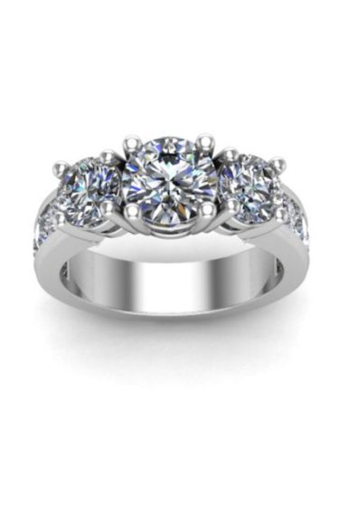 1.00CT Trilogy Diamond Ring 4 Claw Setting In 18K White Gold 