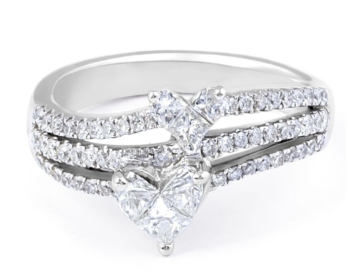 18 Karat Two Hearts Diamond Engagement Ring 