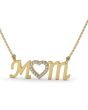 9K Yellow Gold MOM Diamond Necklace Pave Setting 