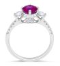 Ruby Diamond Trilogy Engagement Ring in 18 Karat White Gold Precious Gems