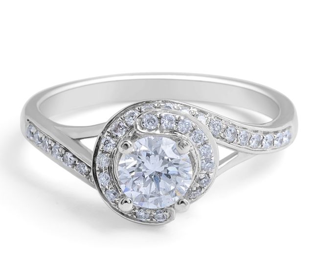 Halo Diamond Engagement Ring in 18 Karat White Gold  - Custom engagement rings melbourne