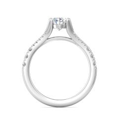 Oval Cut Split Shank Diamond Engagement Ring Four Claw Setting Centre Stone Pave Setting Side Stone In18K White Gold 