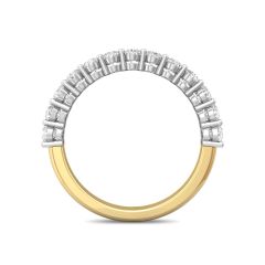 Oval Diamond Half Eternity Wedding Band Prong Setting In 18K White and Yellow Gold
