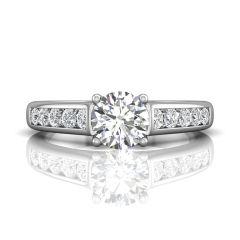 Channel Set Diamond Engagement Ring in Four Claw Setting 