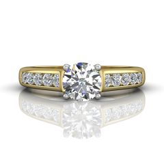 Channel Set Diamond Engagement Ring In Four Claw Setting