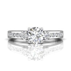 Trilogy Halo Diamond Engagement Ring Prong Channel Setting in 18k White Gold