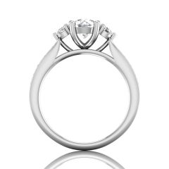 Trilogy 4 Claw Setting Diamond Engagement Ring Prong Channel Setting in 18k White Gold