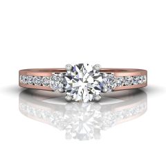 Trilogy Halo Diamond Engagement Ring Prong Channel Setting
