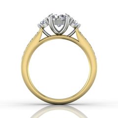 Trilogy Halo Diamond Engagement Ring Prong Channel Setting in 18k White and Yellow Gold