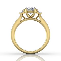 Trilogy Diamond Engagement Ring Prong Channel Setting in 18k Yellow Gold