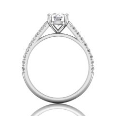 Scalloped Pavé Diamond Engagement Ring in Four Claw Setting -18K White