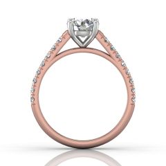 Scalloped Pavé Diamond Engagement Ring in Four Claw Setting -18K Rose