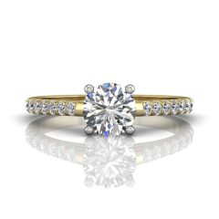 Scalloped Pavé Diamond Engagement Ring in Four Claw Setting -18K Yellow