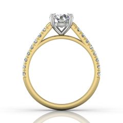 Scalloped Pavé Diamond Engagement Ring in Four Claw Setting -18K Yellow