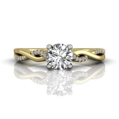 Twist Four Claw Diamond Engagement Ring-18K Yellow