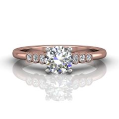 Vintage Milgrain Diamond Engagement Ring With Bezel Setting Side Stone -18K Rose