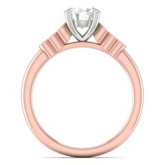 Vintage Milgrain Diamond Engagement Ring With Bezel Setting Side Stone -18K Rose