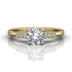 Vintage Milgrain Diamond Engagement Ring With Bezel Setting Side Stone -18K Yellow