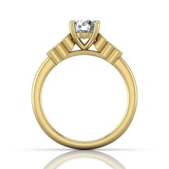 Vintage Milgrain Diamond Engagement Ring With Bezel Setting Side Stone -18K Yellow