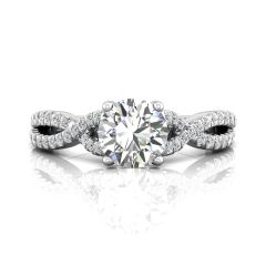 Round Cut Diamond Ring With Claw Set Centre Stone-Platinum