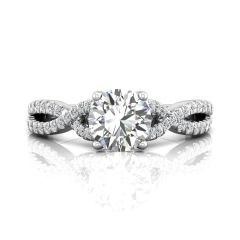 Round Cut Diamond Ring With Claw Set Centre Stone-18K White