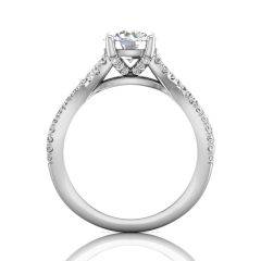 Round Cut Diamond Ring With Claw Set Centre Stone-Platinum