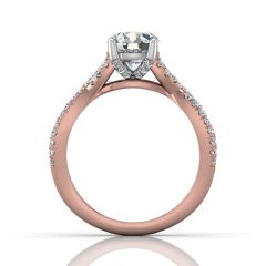 Round Cut Diamond Ring With Claw Set Centre Stone-18K Rose