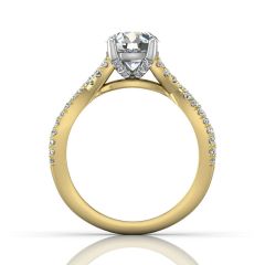 Round Cut Diamond Ring With Claw Set Centre Stone-18K Yellow
