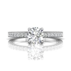 Vintage Round Cut Diamond Engagement Ring With Four Claw Setting Centre Stone