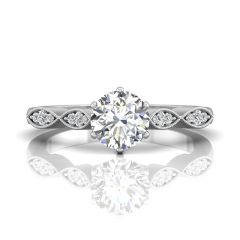 Vintage Style Milgrain Diamond Engagement Ring